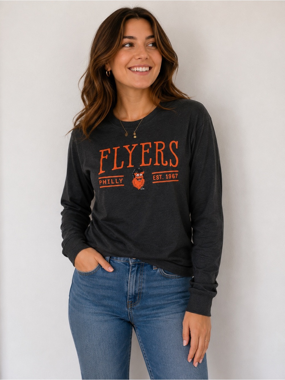 Philadelphia Flyers Gritty Long Sleeve Tee Relaxed Fit Black Shirt